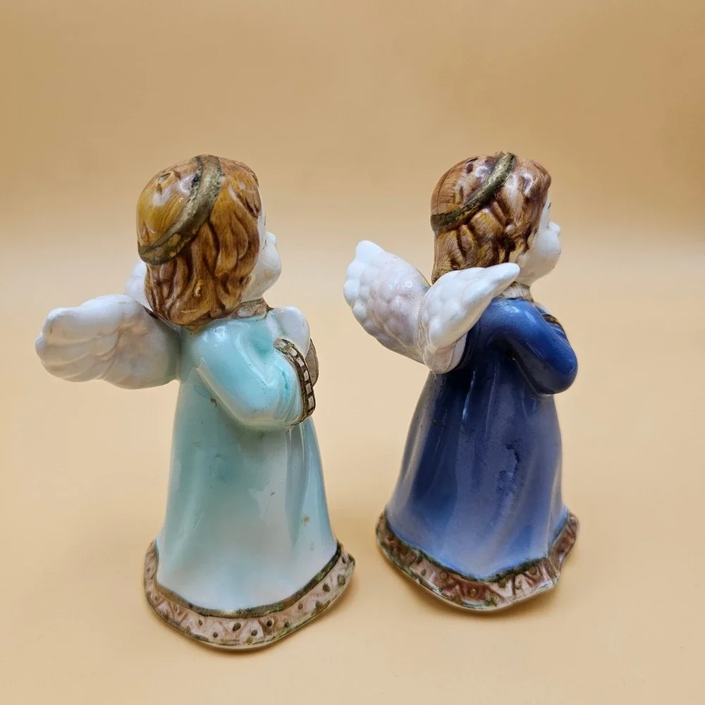 Ceramic‎ Angel Figurines Salt Pepper Shakers Praying Vintage Kitchen Decor Set